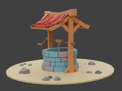 Cartoon Water Well Low-poly 3D model