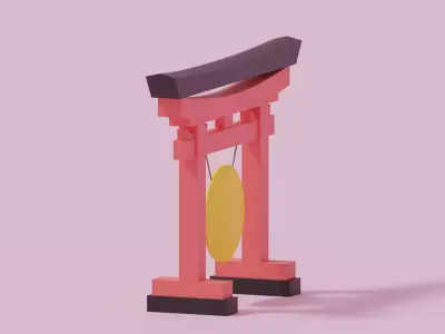 Cartoon Japanese Gong 3D model