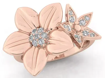Fancy flower ring 3D print model