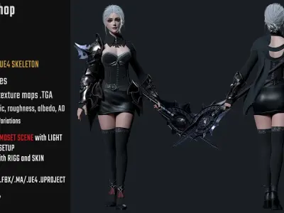 Bishop - Game Ready female character in armor and holding sword Low-poly 3D model