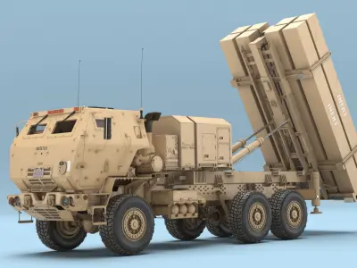  Tactical Air Defense Launcher Military Vehicle Sand Rigged 