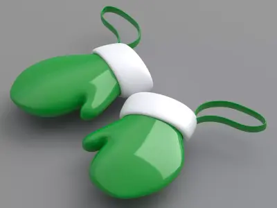 christmas hand gloves Green 3D model