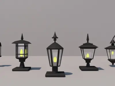 Outside Lamp 5 Pack  3D Model Low-poly 3D model