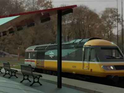 train station with train 3D model