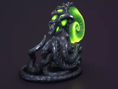 Ancient creature statue Low-poly 3D model