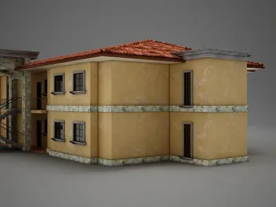 3D Tropical Latin Mexican Beach medium building Low-poly 3D model