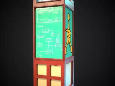 Sci-fi Bulletin board from Rick and Morty  Low-poly 3D model
