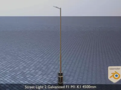 Street Light 2 Galvanized F1 M1 K1 4500mm Low-poly 3D model