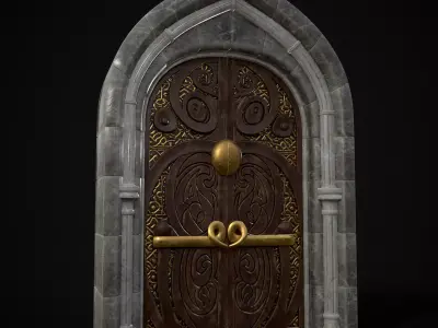 Regal Castle Door Low-poly 3D model