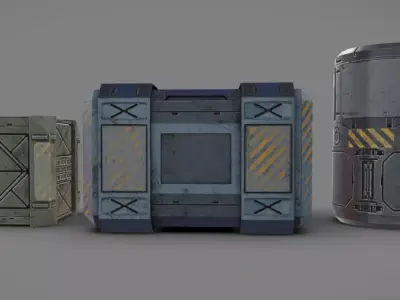 SciFi Containers Low-poly 3D model