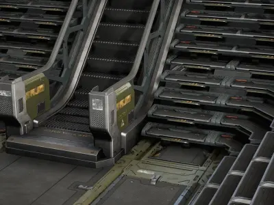 Sci-Fi Stairs modular pack Low-poly 3D model