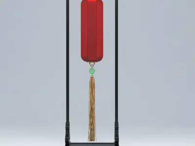 RED LANTERN FLOOR LAMP 3D model