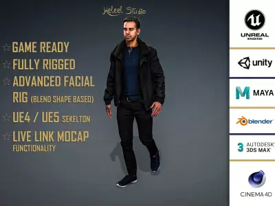 High Quality Realistic Man Casual Jacket Low-poly 3D model