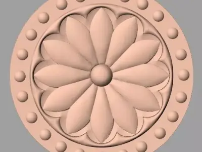 Door flower 3D relief STL Model for CNC woodworking carving E322 3D model