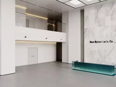 Modern Office Lobby Interior with Glass Reception Desk 3D model