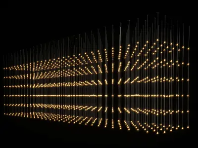 Chandelier light sculpture made of gold leds Free 3D model