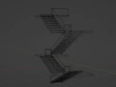 Stairscase of  3 Floors  Raw Stairs of a Building Free 3D model