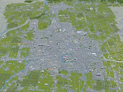 Saga City Japan 50km Low-poly 3D model