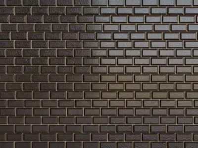 Glossy Obsidian Vertical Subway Tiles PBR Seamless Texture