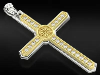 Light cross with diamonds and a star 732 3D print model