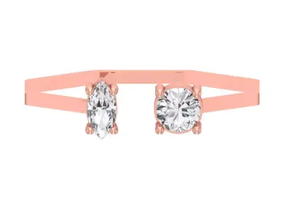 Open End Women Light Weight Band Round Marquise stone Ring 3D print model