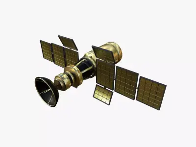 Satellite A02 Golden - SciFi Space Design Low-poly 3D model