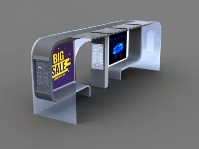 Bus Stop Low-poly 3D model