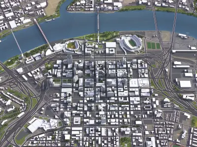 Cincinnati - 3D City Model Low-poly 3D model