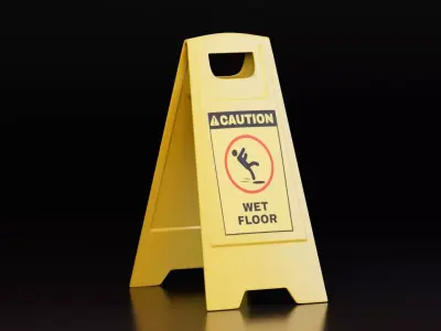 Caution Wet Floor Sign Free low-poly 3D model