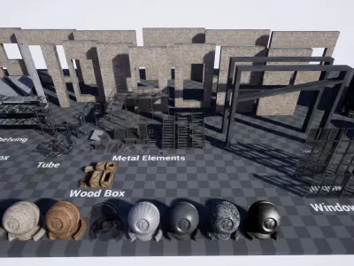 Modular Pumping Station for UE Low-poly 3D model
