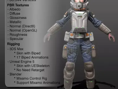 Space Marshal Female Low-poly 3D model