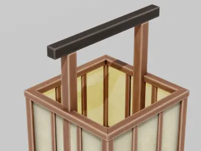 Japanese Furniture Kit - Lamp with handle  Low-poly 3D model