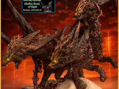 Elden Ring Nightreign Gladius Beast of Night Tricephalos 3D print model