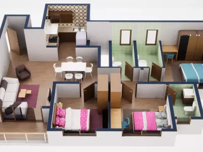 3D Floor Plan Model 55 3D model