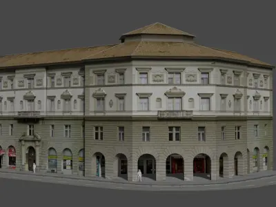 Low Poly Central Eastern European City Building Low-poly 3D model