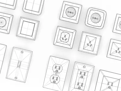 Power outlets and Lights Switches Pack Low-poly 3D model