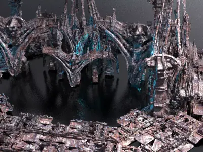 Edwardian Steampunk city exterior background 6  3D model