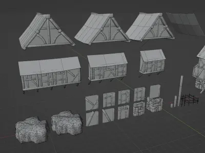 Medieval Village Modular Pack Low-poly 3D model
