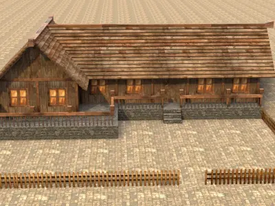 Old medieval townhouse 3D model Low-poly 3D model