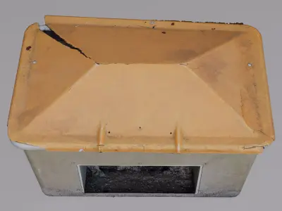 Realistic Yellow Winter Grit Bin - 8K Photogrammetry - 4 LODs Low-poly 3D model