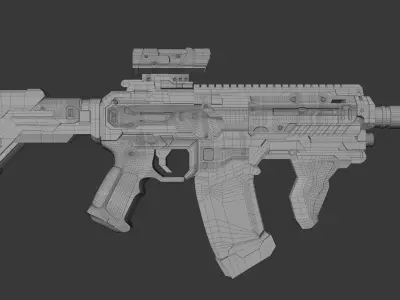 Low Lopy Sci-fi Assault Rifle PBR Game Ready Low-poly 3D model