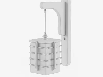 chandelier wooden lantern hanging on wall Low-poly 3D model