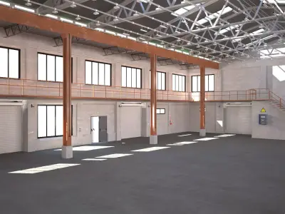 Warehouse interior and exterior 3D model by zyedzyed