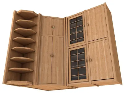 Cupboard wooden cabinet with doors and shelves 3D model
