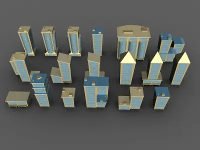 Cartoon city 4 Low-poly 3D model