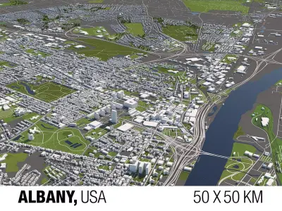 Albany New York USA 50x50km 3D model
