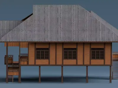 Traditional Houses - Rumah Walewangko Low-poly 3D model