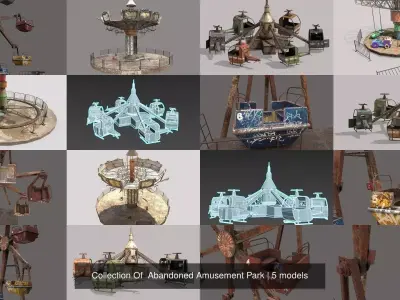 Collection Of  Abandoned Amusement Park 3D Model Pack