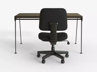 Modern Minimal Office Desk and Chair Set 3D model