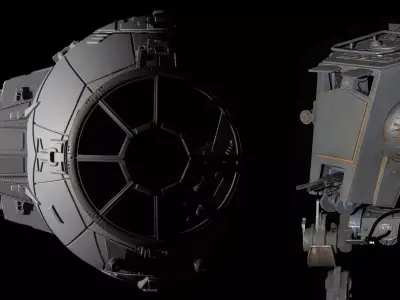 Starwars AT-ST and Tie Fighter collection 3D Model Pack